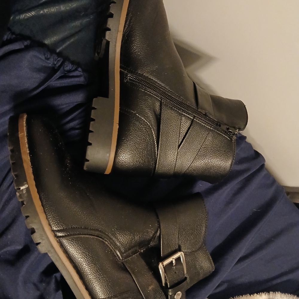 Nautica Black Ankle Boots with Buckle